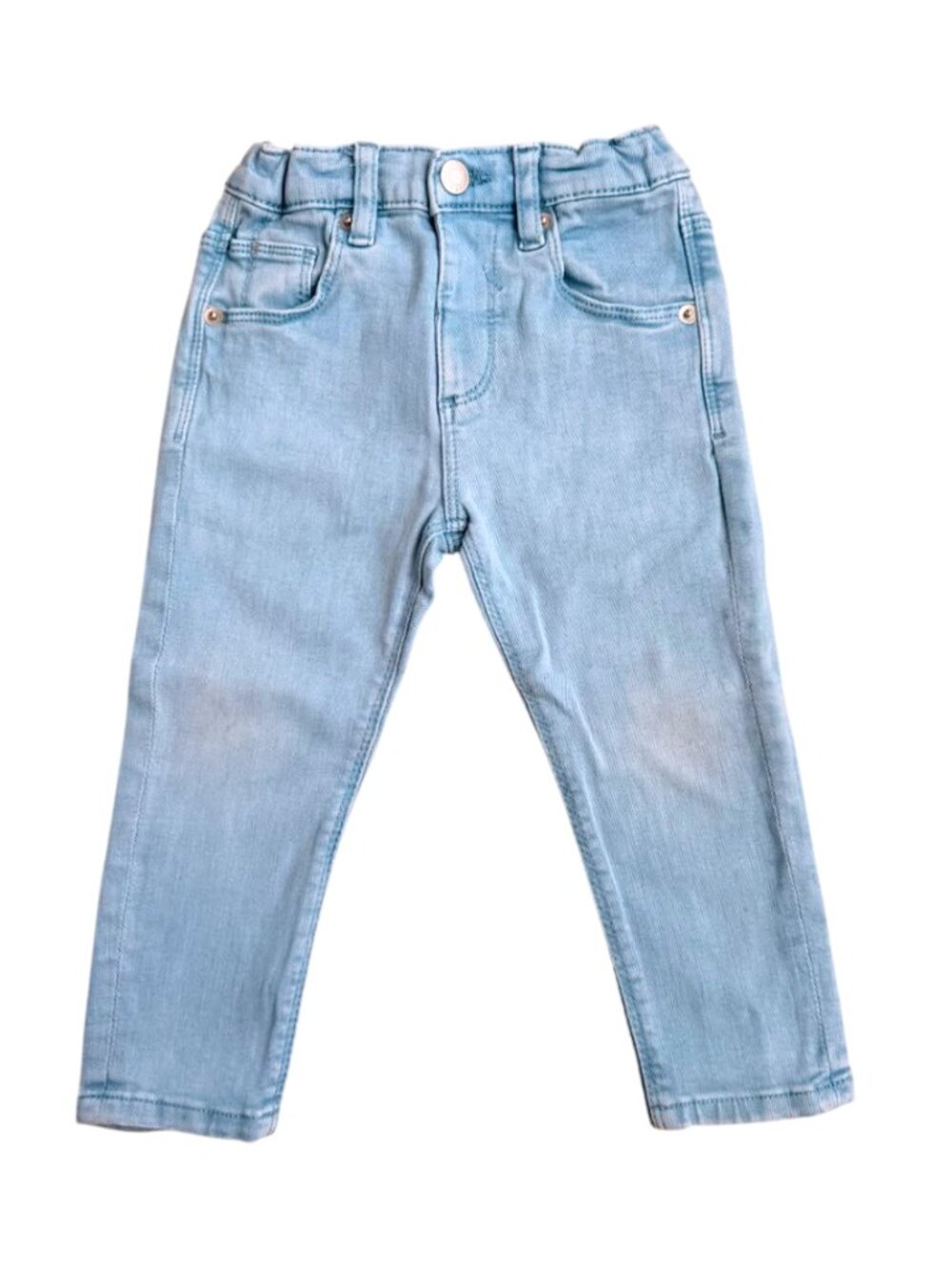 Zara Baby Girls Boys Elastic Waist Jeans - Light Wash Stretch Denim, Size 18-24M